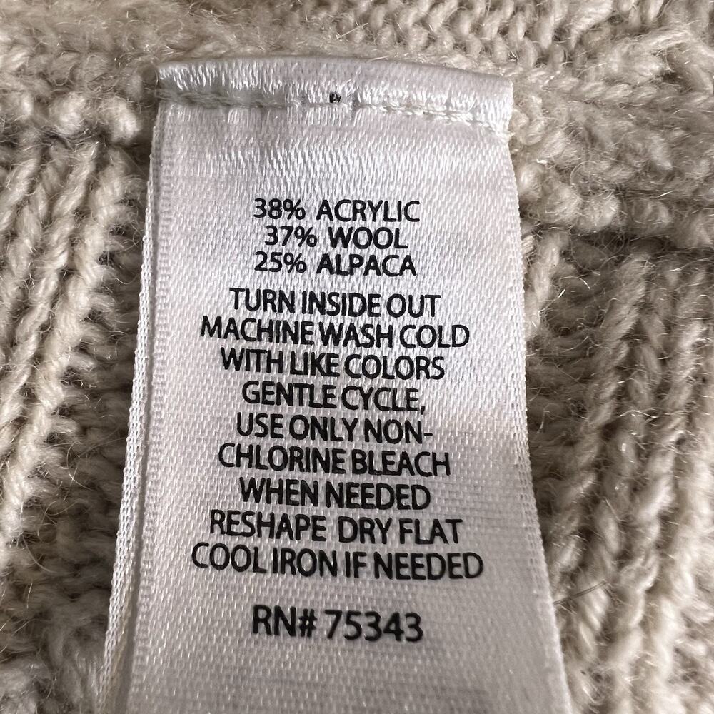 Max Studio Womens Wool Alpaca Blend Cable Knit Open Front Cardigan Beige Sz S - Picture 11 of 16